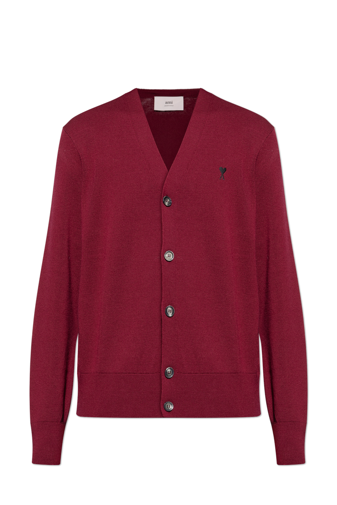Burgundy Cardigan with embroidered logo Ami Alexandre